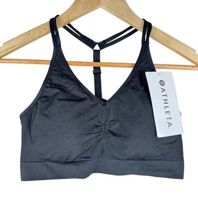 Athleta Womens Size Medium Black Athletic Sports Bra Workout Gym Activewear NEW - Image 1 of 4