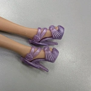 Barbie Doll Purple Pearldescent High Heel Open Toe Pumps With Heart Shaped... - Picture 1 of 3