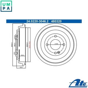 2x BRAKE DRUM 24.0220-3046.1 FOR HYUNDAI i20/II/Hatchback/Van/ACTIVE KIA 1.1L - Picture 1 of 9