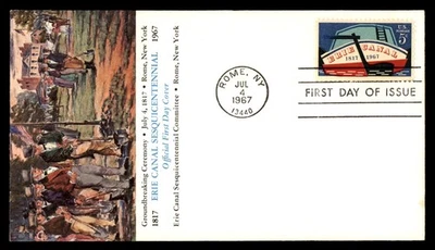 Mayfairstamps US FDC 1967 Erie Canal Sesquicentennial Rome, NY First Day Cover a - Image 1 of 2