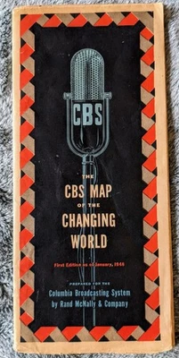 JANUARY 1948 CBS COLUMBIA BROADCASTING SYSTEM MAP OF THE CHANGING WORLD FOLDOUT - Image 1 of 4