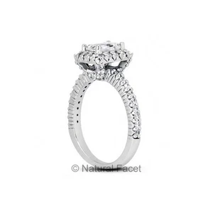 3.45ctw E/VS2 Emerald Cut Natural Certified Diamonds White Gold Halo Accent Ring - Picture 1 of 3
