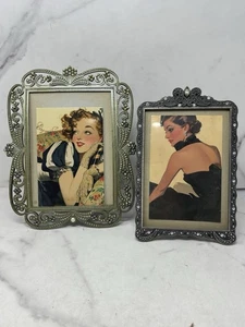 2 verzierte Bilderrahmen Antik Stil Strass Ist-Zustand - Bild 1 von 9