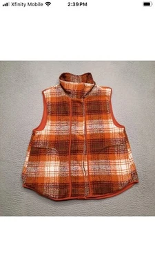 Chaleco manta envuelto Free People botón frontal naranja óxido chaqueta a cuadros Foto 1 de 4