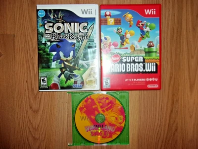 Nintendo Wii Lot New SUPER MARIO BROS. + Warioland + SONIC BLACK KNIGHT Tested - image 1 of 3