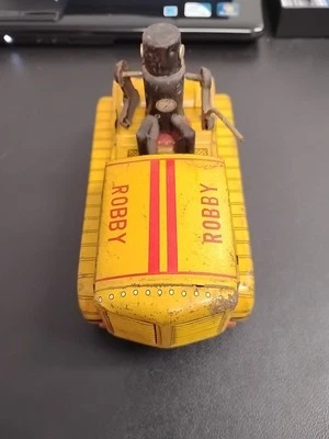 Marusan Tinplate Robot Bulldozer 50'S Vintage Collectible Toy Yellow Used - Image 1 of 4