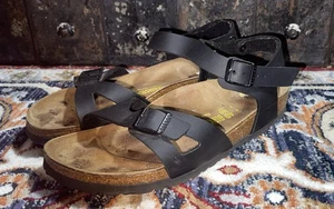 Birkenstock Rio schwarze Leder-Sandalen mit Knöchelriemen Damengröße 40 US 9 - Bild 1 von 10