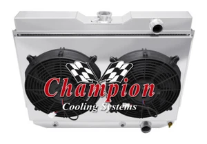 SR Champion 2 Row Radiator, 12" Fans, Shroud for 1960 - 1965 Chevrolet Biscayne - Foto 1 di 9