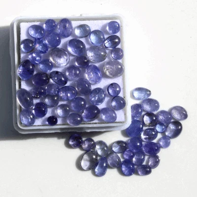 65 Pcs/ 20 Cts Natural Tanzanite Untreated 2mm-5mm Cabochon Loose Gemstones Lot - Image 1 of 4