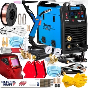 Fully Synergistic MIG MAG Welding Machine Aluminum - 3 in 1 TIG MMA 200A Set of 3 - Sherman - Picture 1 of 8