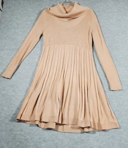 Calvin Klein Kleid Damen XL Rosa Metallic Acryl Pullover Rippsaum Wasserfallausschnitt - Bild 1 von 6