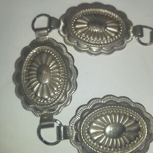 Silver Conch Etched Design Medallion Belt Womens  Western Boho 37"