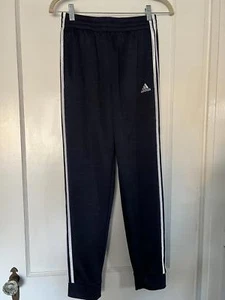 Adidas Boys Navy Athletic Pants with White Stripes - Picture 1 of 4