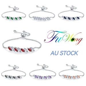 Colourful leaf chain bracelets crystal Wedding Party Jewellery Gifts Adjustable - Picture 1 of 9