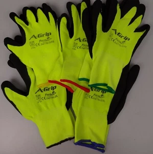 6 Pairs Black & Yellow Gripper Glove  - Picture 1 of 3