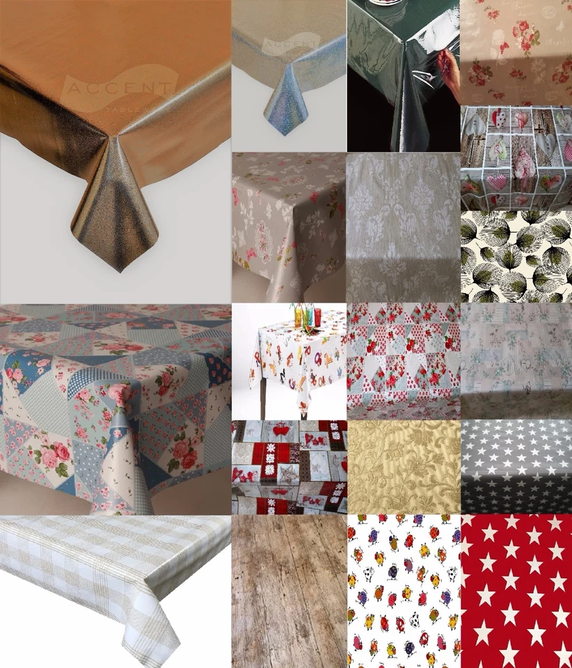 140CM WIDE LUXURY PVC VINYL TABLE CLOTHS PLAIN PRINTED WIPE CLEAN SOLD BY METRE  - Image 1 of 1