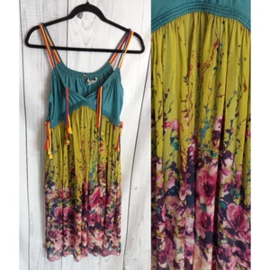 Chloe VTG Y2K Silk Floral Empire Waist Strappy Sundress US 6 Boho Gypsy Festival - Picture 1 of 13