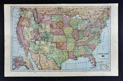 Mapa Tunison 1903 Estados Unidos - Territorio Indio Oklahoma Alaska Texas Florida Foto 1 de 3
