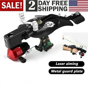Hunting Slingshot Fishing Catapult Shooting Bowfishing Kit Laser Bow Archery Set - Picture 1 of 12