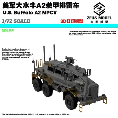 1/48/72/87/144 US Army A2 Buffalo Demining Vehicle Resin Model Kit 3D Printed  - Image 1 of 4