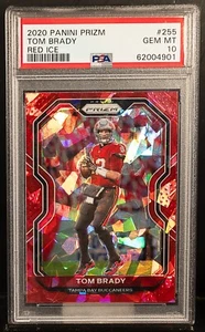 62004901 TOM BRADY 2020 Panini Prizm 255 Red Ice PSA 10 GEM MINT - Picture 1 of 2