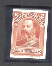 Canada NEWFOUNDLAND # 81P PROOF 2c ORANGE KEVII ON CARD BS27064