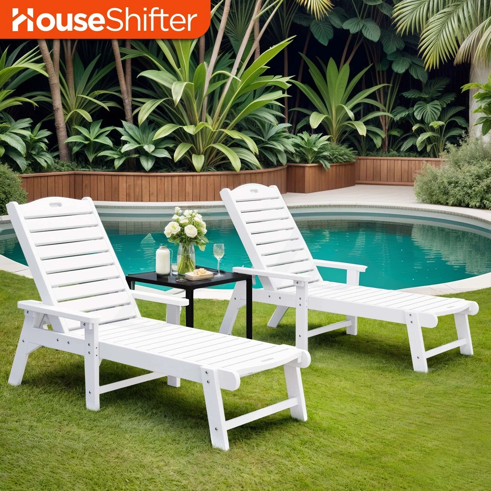 Chaise Lounge Silla de Playa 2 PIEZAS Respaldo Ajustable Todo Impermeable Piscina Patio Foto 1 de 4