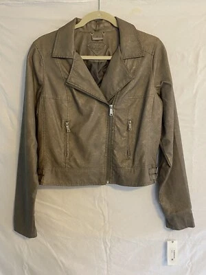 JouJou Vegan Faux Leather Jacket Gray Women's Size Large very soft NWT - Image 1 of 4