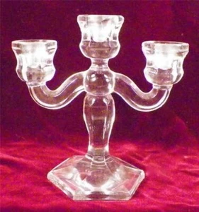 Westmoreland Toy Candlestick 1013 Elegant Pressed Glass 3 Lite George West As Is - Picture 1 of 5