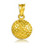 10K Solid Gold Golf Ball Sports Pendant Necklace - Yellow, Rose, or White