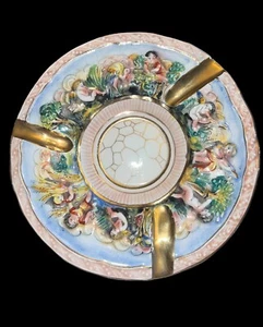 Vtg Capodimonte Italy Centerpiece Bowl/ashtray Cherubs Limited edition 11” - Picture 1 of 5