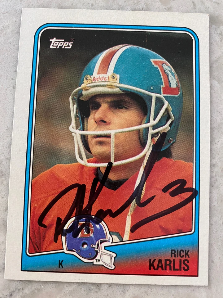 Rick Karlis signed DENVER BRONCOS card  1988 Topps - Image 1 of 1