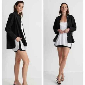 Madewell Signature Popeline übergroßes Shirt mit Knopfleiste schwarz XS Neu mit Etikett - Bild 1 von 11