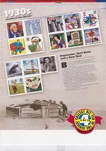 USA 1998 MNH CELEBRATE THE CENTURY - 1930'S SHEET  - Picture 1 of 2