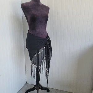 Cejon Womens Scarf Beach Wear Wrap Black Real Seashell 65” X 38” - Picture 1 of 11