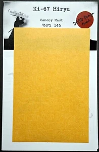 Ki-67 Hiryu Canopy Mask for 1/72 Hasegawa - DEAD Design VM72145 HOT NEW - Picture 1 of 12