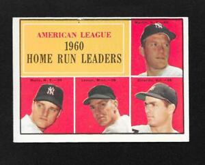 1961 Topps 1960 Home Run Leaders Baseball Card #44 Mantle Maris Lemon Colavito
