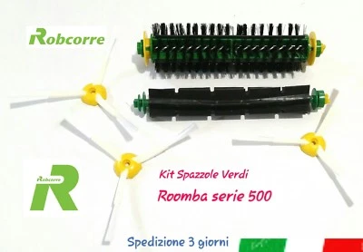 kit Spazzole Verdi per Roomba serie 500 Spazzola  Ricambio 530 521 555 560 563 - Immagine 1 di 3