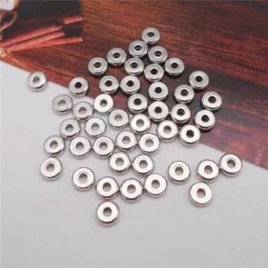 100pcs Silver Spacer Beads Stainless Steel For Bracelet Necklace Pendant DIY 6mm - Picture 1 of 6