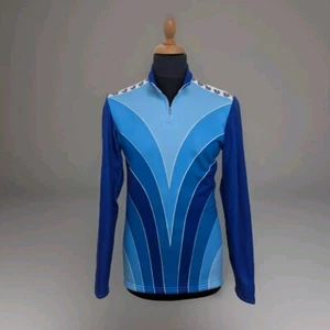 Vintage Denti Cycling Jersey Sz.3 M Long Sleeve Men Blue Retri Made in Italy - Picture 1 of 11