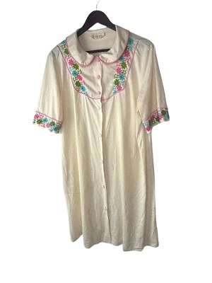 Camisón JCPenney Floral Boho Vintage Botón Delantero Botón Delantero Hasta la Rodilla L Foto 1 de 4