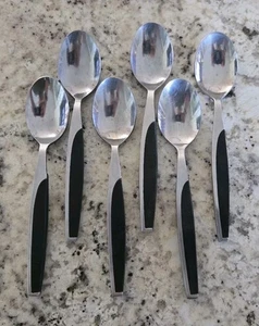 Vtg Mar-Crest Stainless Japan Faux Wood Handle Teaspoons, Set Of 6 - Picture 1 of 4