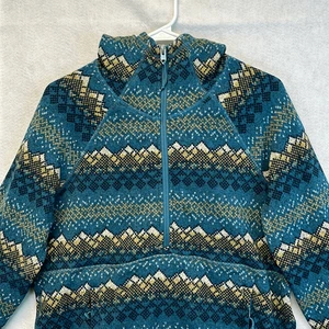 THE NORTH FACE Jacket Women's Large Mallard Blue Half-Zip Fleece Crescent Hooded - Picture 1 of 16