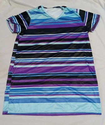 Camiseta corta a rayas multicolores para hombre talla 4XL Foto 1 de 4