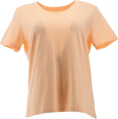Lands' End Petite Relaxed Short Slv V-Neck T-Shirt Apricot Ice PS NWOT (1117) - Image 1 of 4