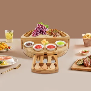 Käsebrett mit Käsemesser Set, drehbare Käsebrett, Servierteller für Käse - Bild 1 von 23