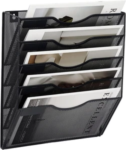 5 Pocket Mesh Hanging Wall File Organizer, Wall Mounted Mail Paper Document Fold - Picture 1 of 12