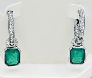 Bomb Party May 2025 Chic Green Glam ER43577 Lab Emerald Hematite Plated Earrings - Picture 1 of 5