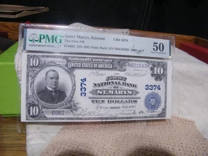 1902 $10 PMG 50 Saint Marys, Kansas First NB Fr#625 Plain Back - Picture 1 of 15