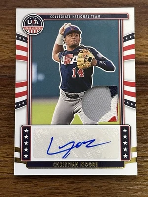 2024 Panini USA Stars & Stripes Collegiate NTS-CM Christian Moore Patch Auto /25 - Image 1 of 2